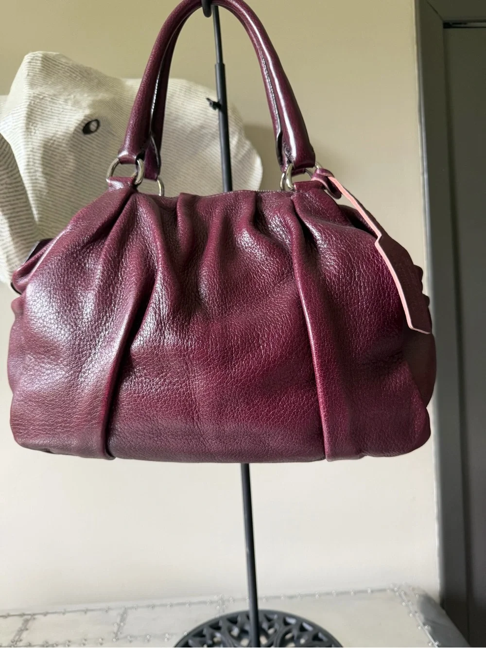 Prada Women's Burgundy Plum Leather Satchel